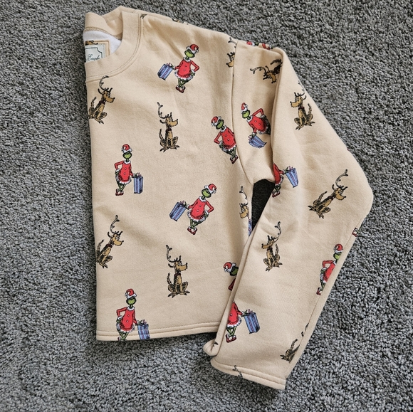 AMERICAN EAGLE Lounge Set Fleece Cropped Sweatshirt + Pants Grinch Print PJ XS - Picture 5 of 9
